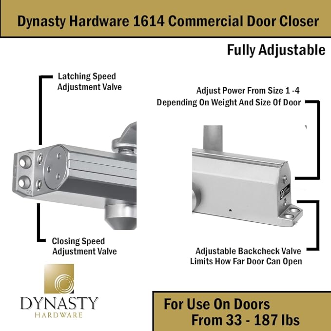Dynasty Hardware Door Closer, Grade 1 Heavy Duty Commercial Hydraulic Closer - Image 4