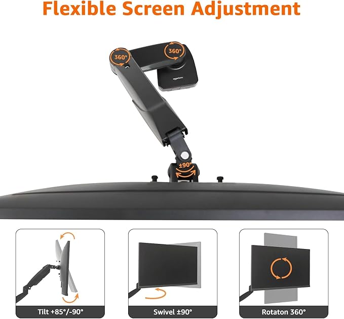 Amazon Basics Gas Spring Single Computer Monitor Arm Mount, Adjustable - Image 4