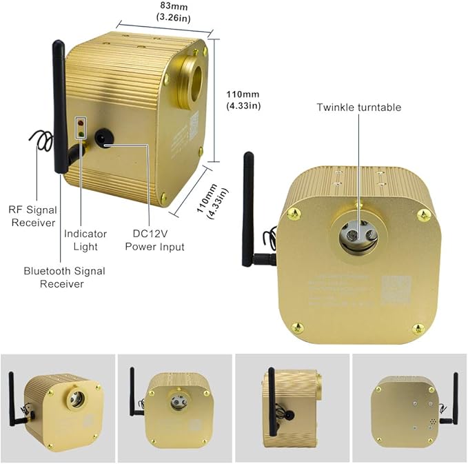 AZIMOM 16W Twinkle Fiber Optic Starlight Box Sound Activated RGBW Fiber Optic - Image 4
