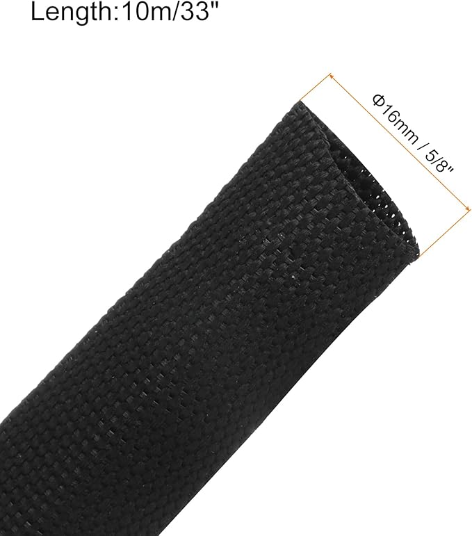 MECCANIXITY Braided Cable Sleeves Heat Shrinkable Fabric Sleeving, 5/8" 33ft - Image 2