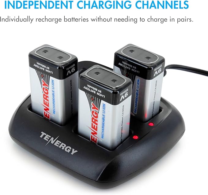 Tenergy TN294 4 Bay 9V Li-ion Battery Charger and 8 Pack 9V 600mAh Li-ion - Image 4