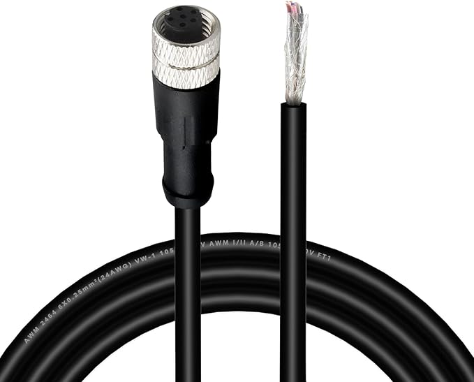 Lonlonty M8 Cable 6 Pin 6.5Ft/2M Female A Coding Circular Connector Cable by Lonlonty