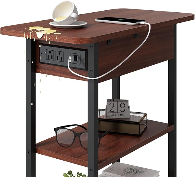 LIDYUK End Table with Charging Station, Flip Top Side Table with USB Ports and - Image 5