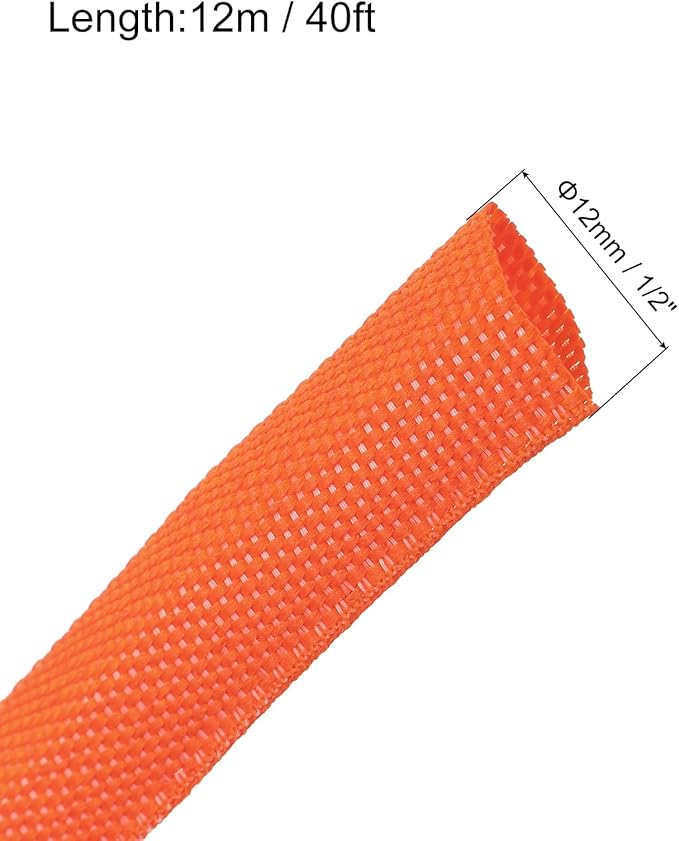 MECCANIXITY Braided Cable Sleeves Heat Shrinkable Fabric Sleeving, 1/2" 40ft - Image 2