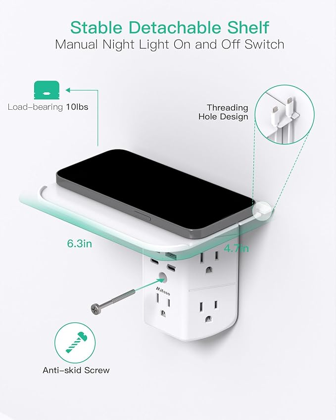 PD20W Wall Outlet Extender, Outlet Splitter - Image 5