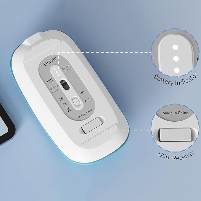 Uciefy Q5 Slim Rechargeable Wireless Mouse, 2.4G Optical Silent Ultra Thin - Image 5