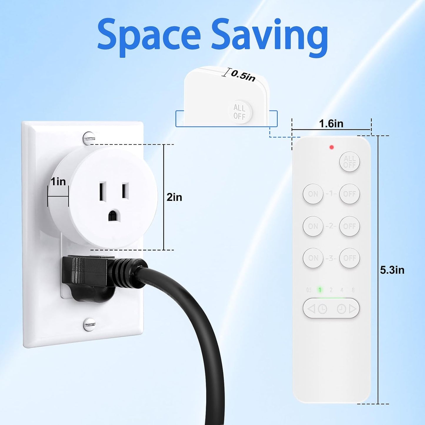 Greencycle Remote Control Outlet with Timer,1 Wireless Switch 3 Outlets | 200FT Long Range,15A/1875W,5 Timer Settings,Programmable and Expandable,for Lamps,Fans,Christmas Lights,Household Appliances