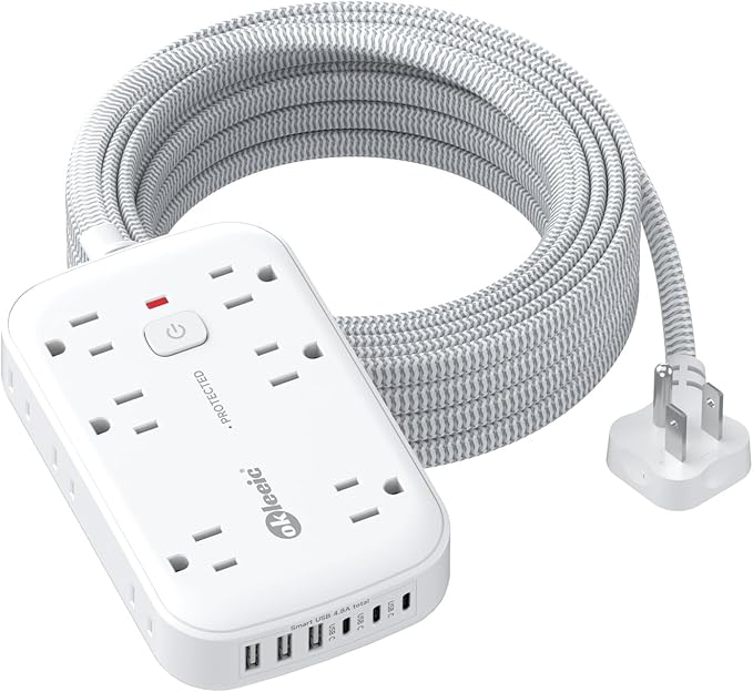 2100J Surge Protector Flat Plug Extension Cord 20 FT by okleeic