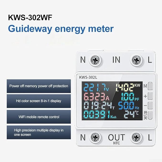 LCD Digital Energy Meter, Single Phase Energy Meter, Din Rail Electricity Usage - Image 4