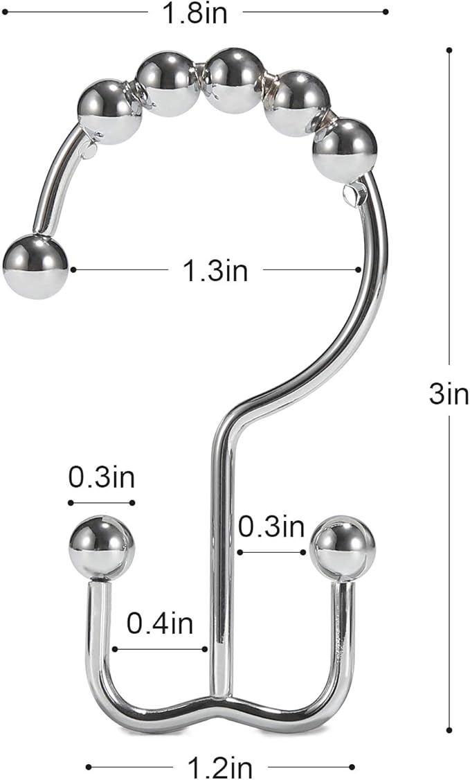 Shower Curtain Hooks, Goowin Shower Curtain Rings, Stainless Steel Shower - Image 3
