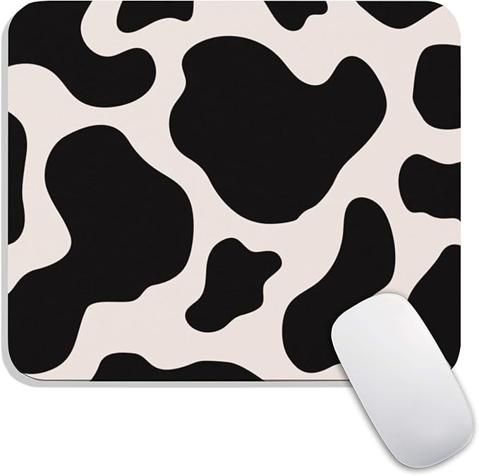 Armanza Square Mouse Pad Black Cow Print, Personalized Premium-Textured Custom by Armanza