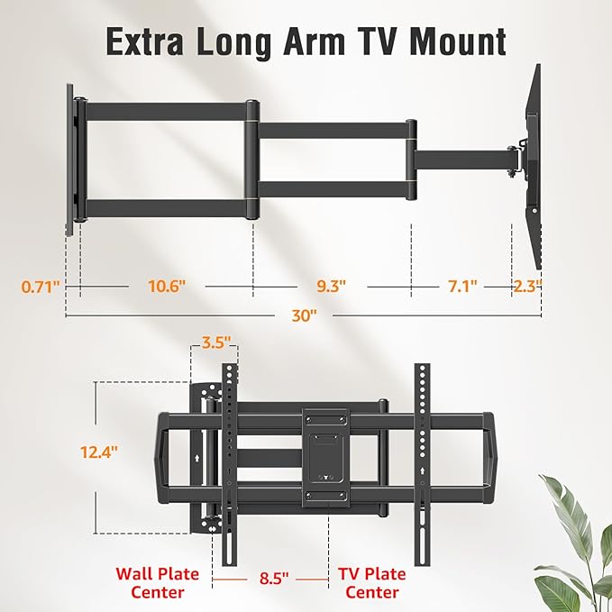 ELIVED Long Arm TV Wall Mount for Most 42-75 Inch TVs, 30 Inch Long Extension - Image 7
