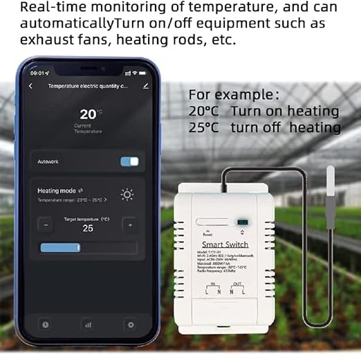 MHCOZY WiFi Temperature Controller Sensor Module, Tuya app Wireless Remote 16A - Image 3