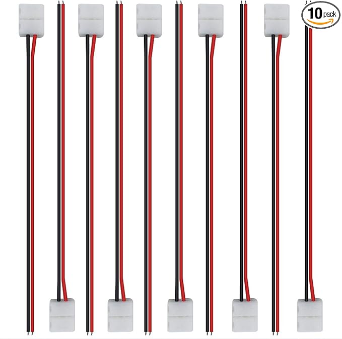 LightingWill 10pcs Pack Strip Wire Solderless Snap Down 2Pin Conductor LED by LightingWill