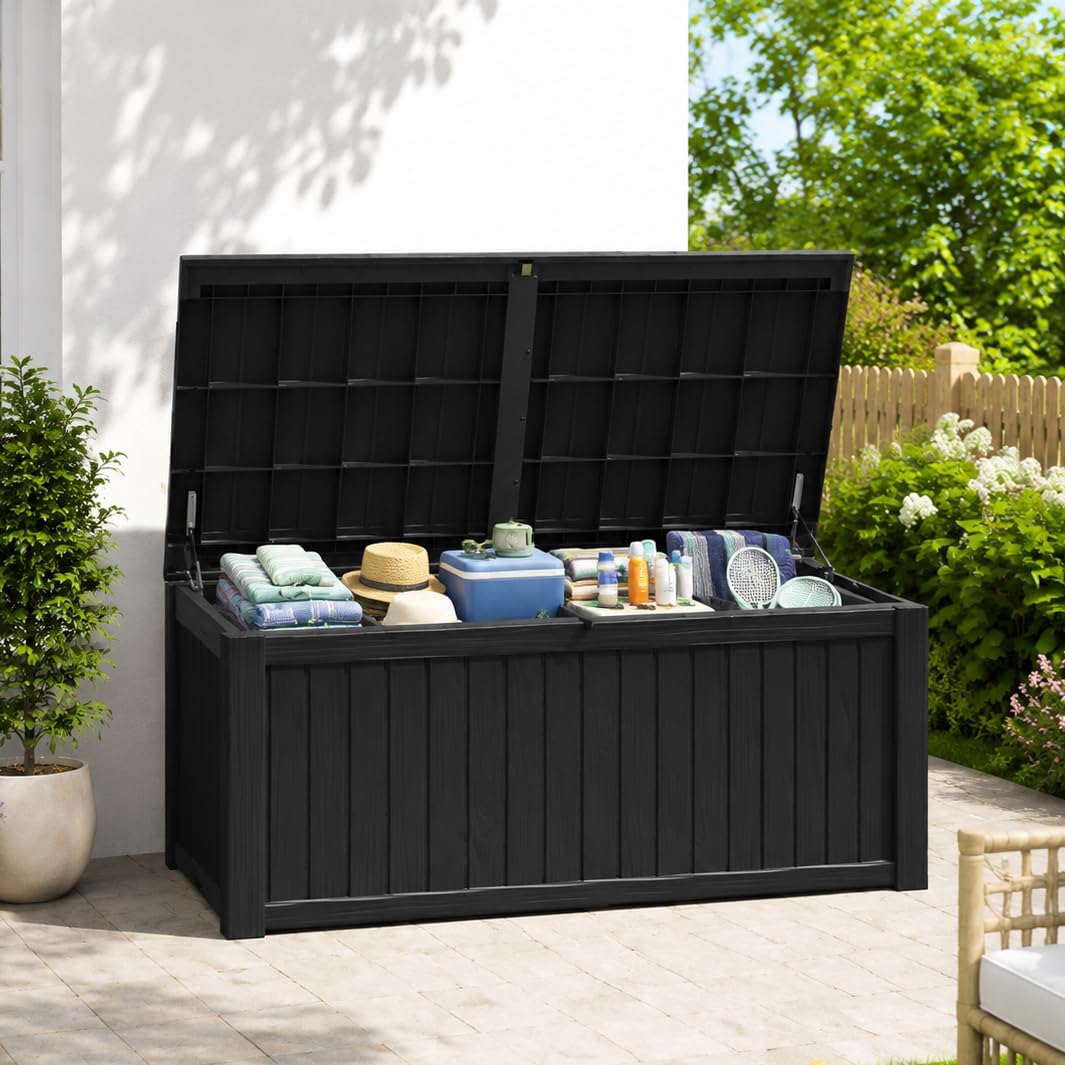 outdoor deck storage box,waterproof,black,220 gallon, main product view
