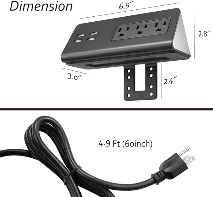 Emerising 2-Pack Desk Edge Mount Power Strips - Image 7