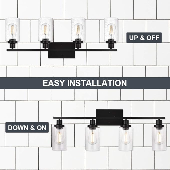 WINSHEN Black 4-Light Bathroom Light Fixtures - Image 5