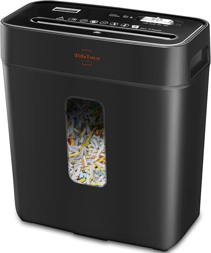 VidaTeco Paper Shredder for Home Use 6-Sheet Cross-Cut Shredder, Also Shred by VidaTeco