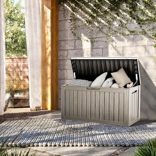 tarkari 80 gallon outdoor storage box waterproof, resin, package contents
