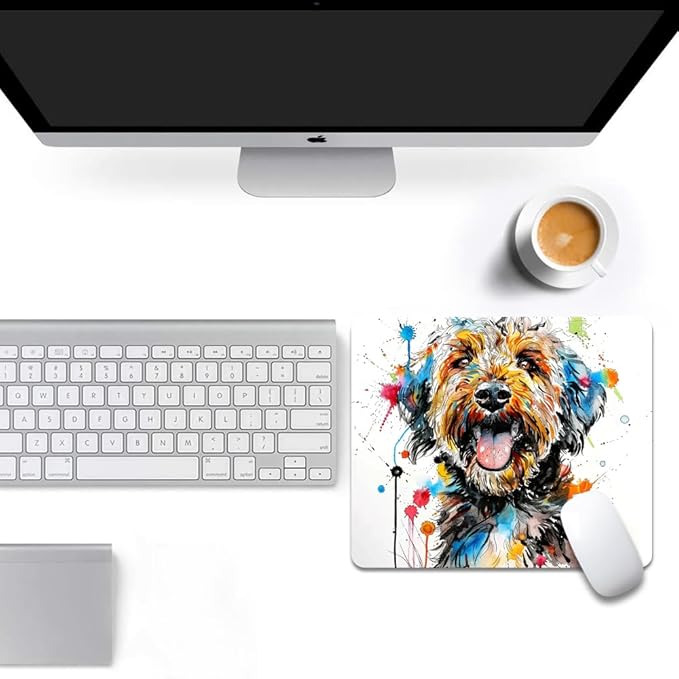 A Dog with Messy Drawings Square Mouse pad, Waterproof, Anti Slip Rubber Base - Image 6