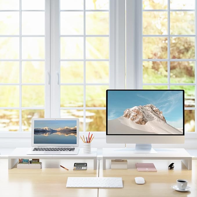 TEAMIX 2 Pack White Monitor Stand Riser - Image 8