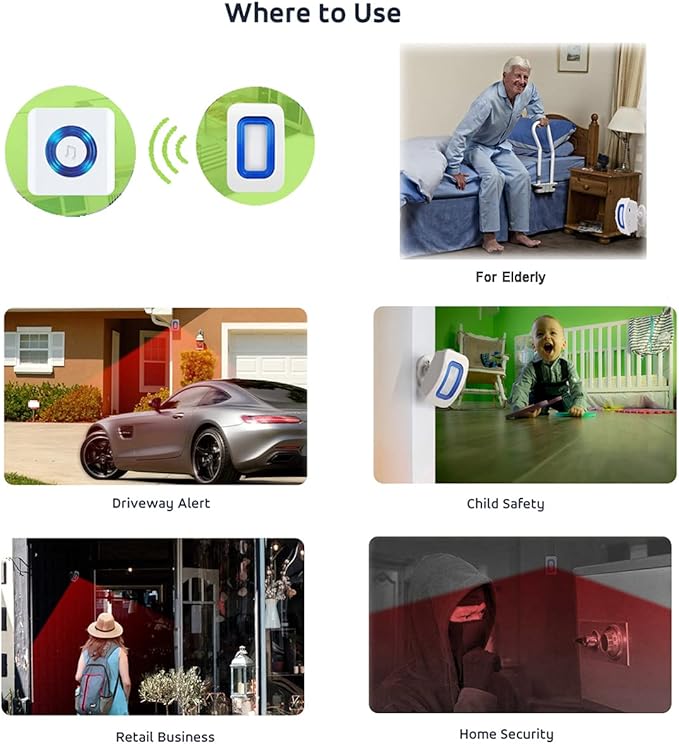 EverNary Wireless Caregiver Pager Motion Sensor Alarm Indoor Room Bed Alarms - Image 3