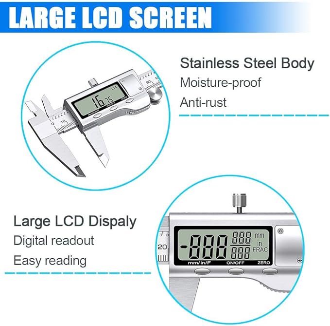 Digital Caliper Measuring Tool, Stainless Steel Vernier Caliper Digital - Image 6
