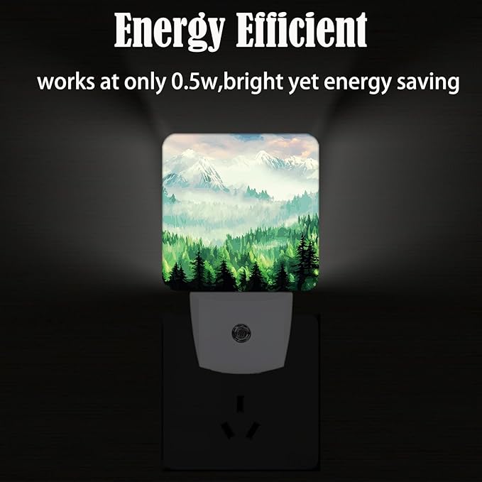 FSHVQKD Mountain Forest Landscape Painting Night Light, Plug Into Wall Decor - Image 4