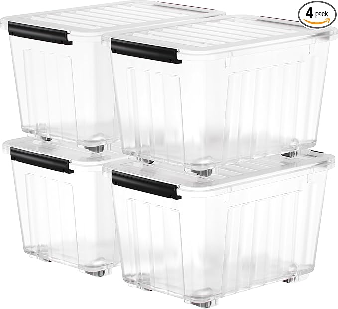 Nazhura 97 Quart Plastic Storage Bin, Stackable and Nestable Storage Boxes by NazhuraGoodCompanionAtHome