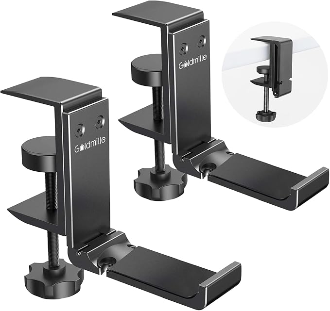 Goldmille 2 Pack Aluminum Headphone Stand Hanger Foldable by Goldmille
