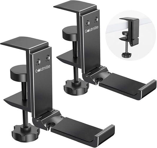 Goldmille 2 Pack Aluminum Headphone Stand Hanger Foldable by Goldmille