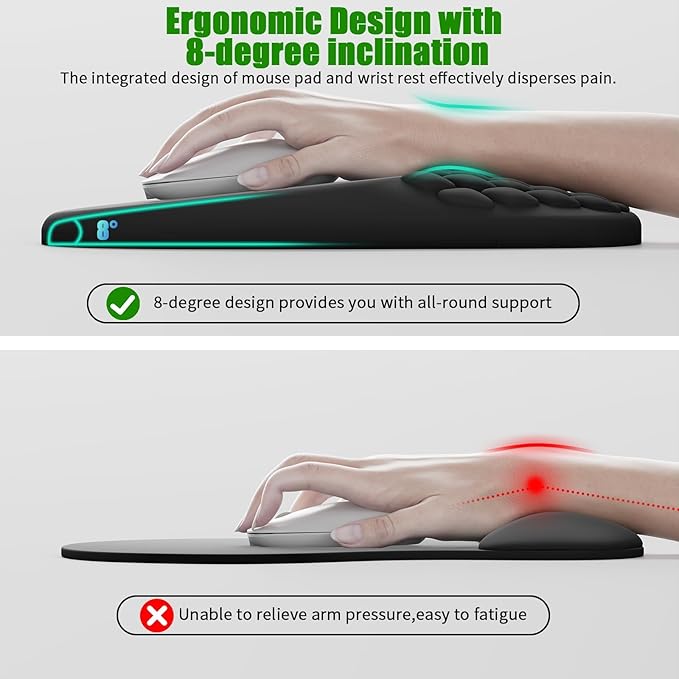 VAGAU Ergonomic Mouse Pad with Wrist Rest, Wrist Rest Pain Relief Mousepad - Image 2