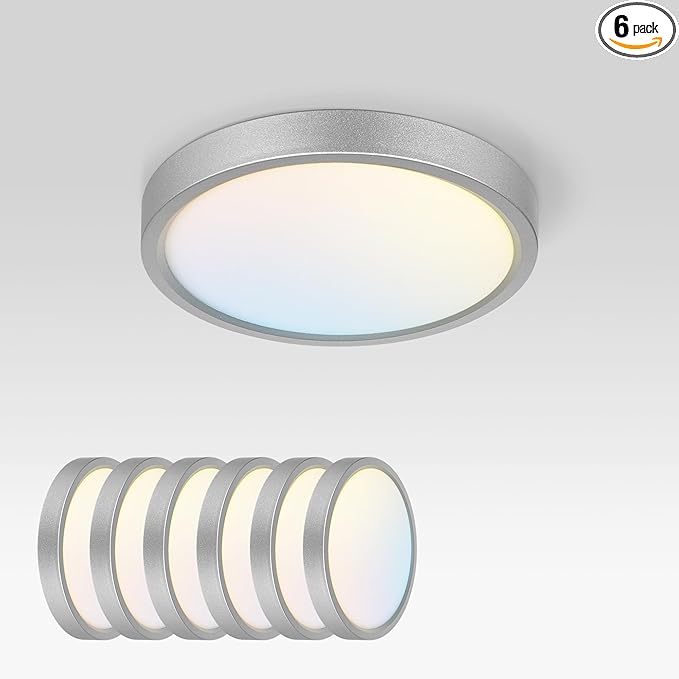 ASD LED 7" Round Flush Mount Ceiling Light Fixture, Low Profile Surface by ASDLightingCorporation