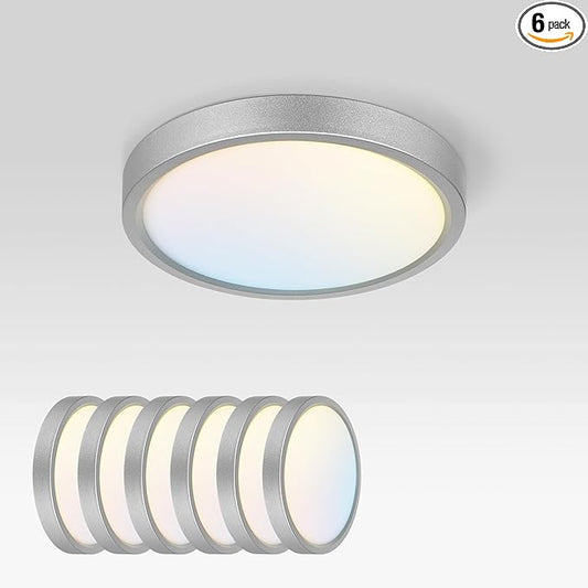 ASD LED 7" Round Flush Mount Ceiling Light Fixture, Low Profile Surface by ASDLightingCorporation
