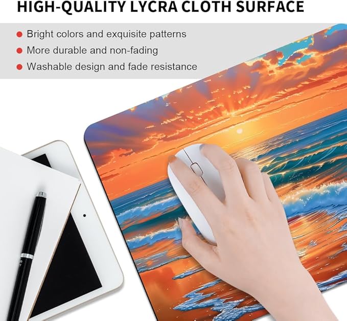sea Wave Square Mouse pad, Waterproof, Anti Slip Rubber Base, Computer Mouse pad - Image 3