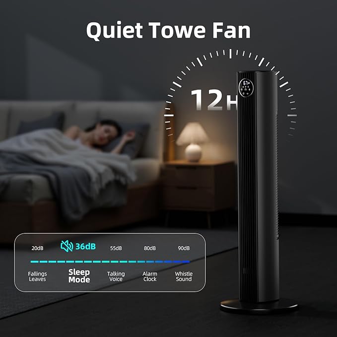 Antarctic Star Tower Fan Portable Floor Fans 85°Oscillating Fan Quiet Cooling - Image 5