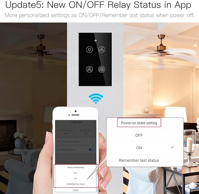MOES WiFi Smart Ceiling Fan Light Wall Switch, Smart Life/Tuya APP Remote Timer - Image 9