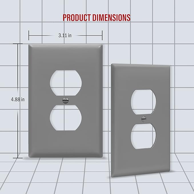 ENERLITES Duplex Receptacle Wall Plate, Electrical Outlet Covers, Gloss Finish - Image 2