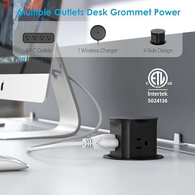 Jgstkcity Pop Up Outlet with 15W Wireless Charger, 4 Outlets 15A, Splash - Image 2