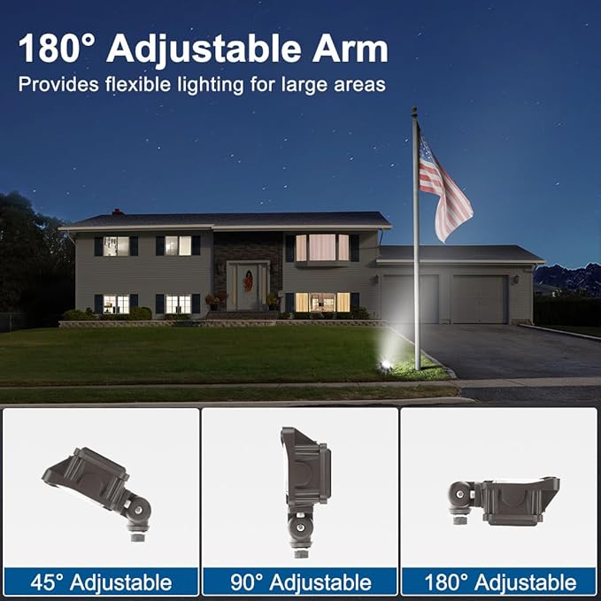 DAKASON 30W LED Flood Light Outdoor, Dusk-to-Dawn Photocell 180° Adjustable - Image 4