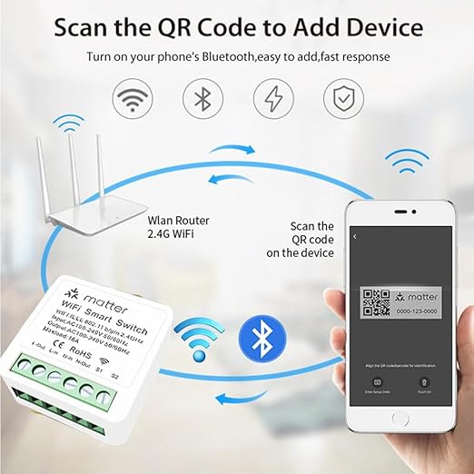 2-Pack Matter Smart Switch 16A Mini WiFi Relay Module, DIY Wireless Light - Image 7