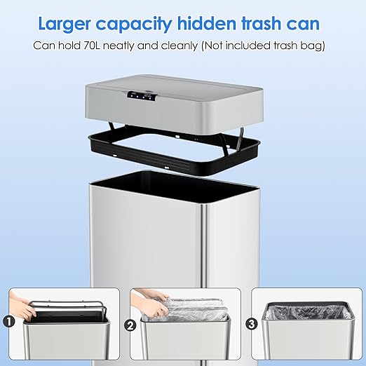 AthLike Sensor Trash Can, Touchless Motion Sensor Trash Bin, Smart Automatic - Image 7