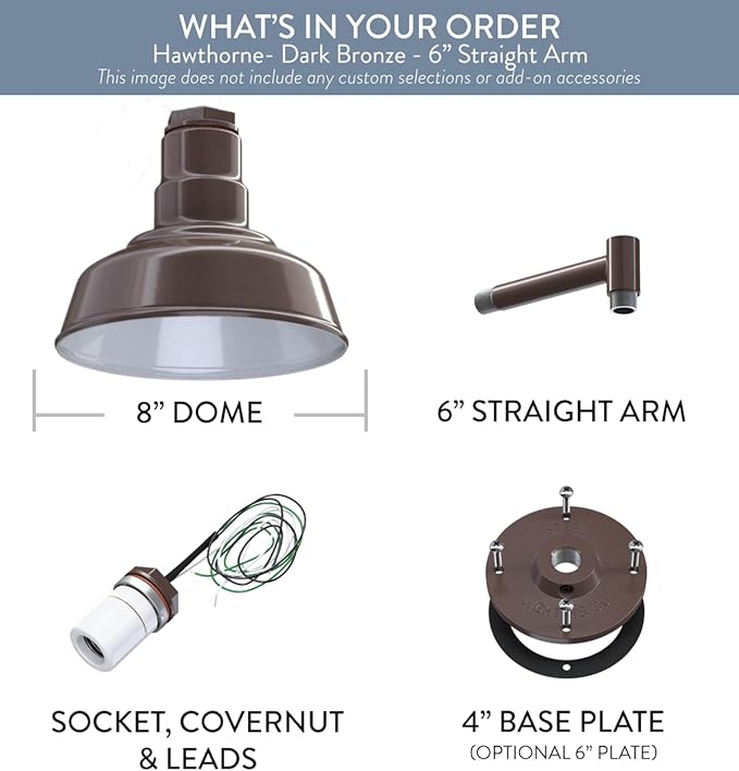 Steel Lighting Co. Hawthorne Barn Light | Outdoor Wall Mounted | 8 inch Dome | - Image 6