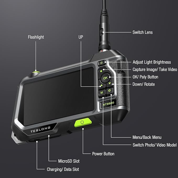 Dual Lens Endoscope with 5" Monitor, Teslong NTS500 Industrial Waterproof - Image 8