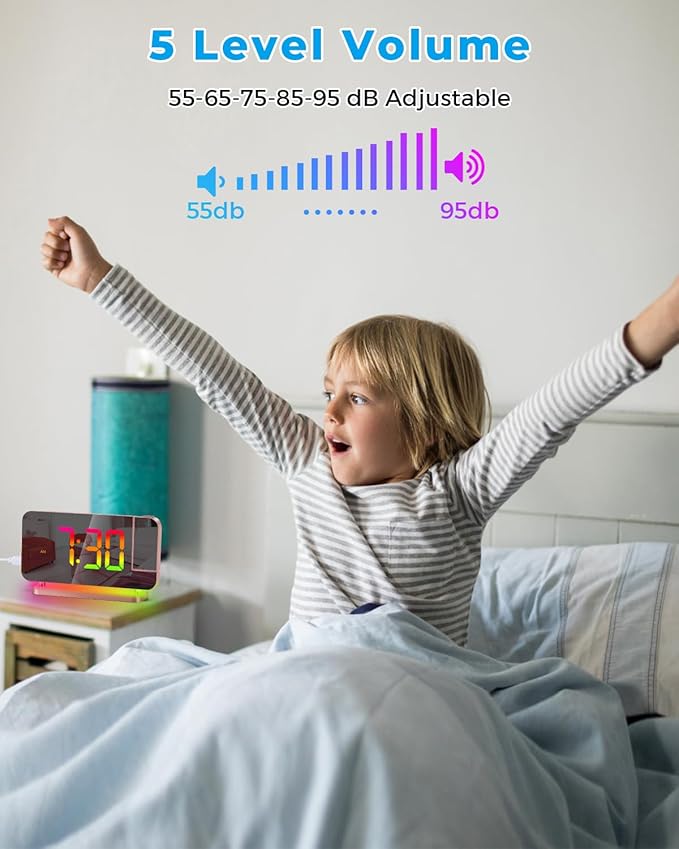 SZELAM Projection Alarm Clock, 7.4 in LED Mirror Digital Clocks Projection on - Image 8