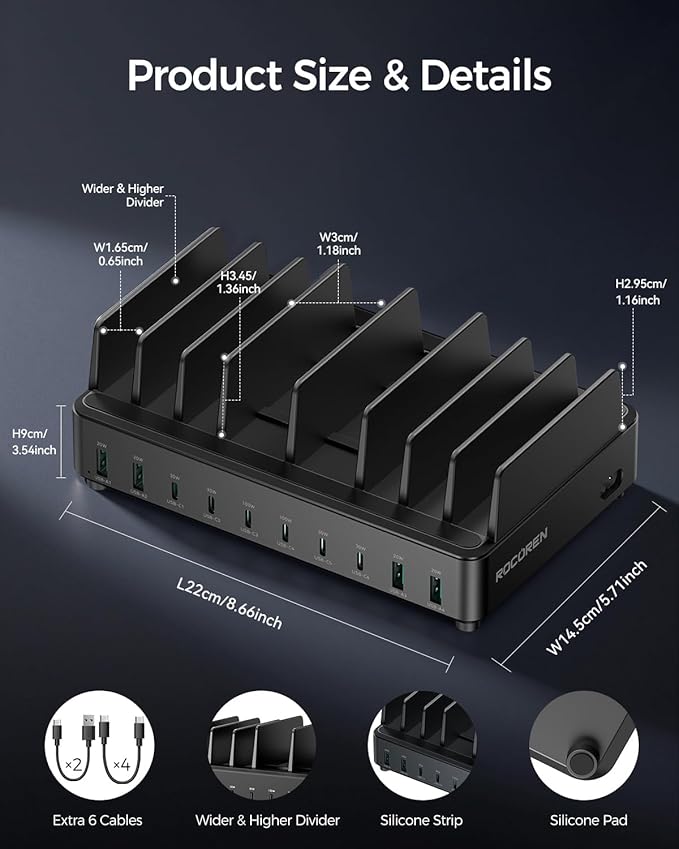 400W Charging Station for Multiple Devices, 10 Port Double PD 100W USB C - Image 8