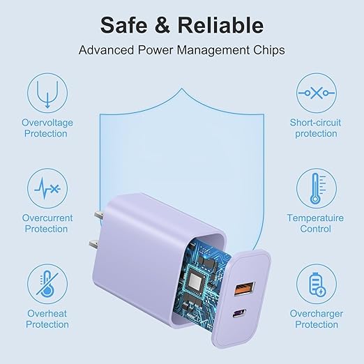 iPhone 16/15 Charger, USB C Dual Port QC + PD Wall Charger Block - Image 3