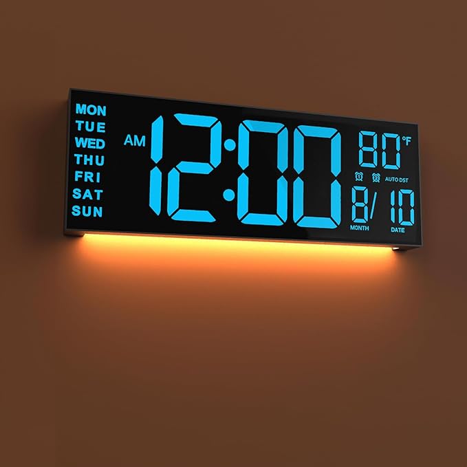 JALL 13" Large Digital Wall Mount Clock, Count Down Timer, Big LED, Temperature by JALL