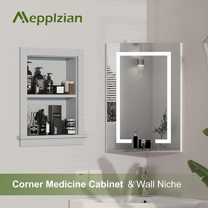 Recessed Medicine Cabinet, in Wall Shower Niche, 14x18 Bathroom Cabinet - Image 3