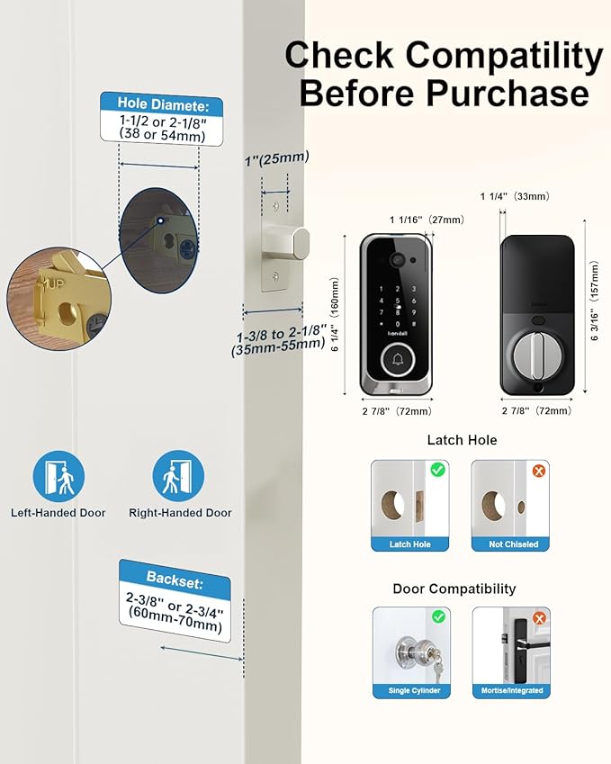 Hornbill Video Smart Lock with Camera: 10-in-1 Ring+2K - Image 8
